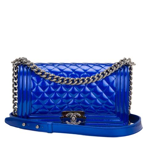 chanel iridescent blue patent boy bag|chanel bag history.